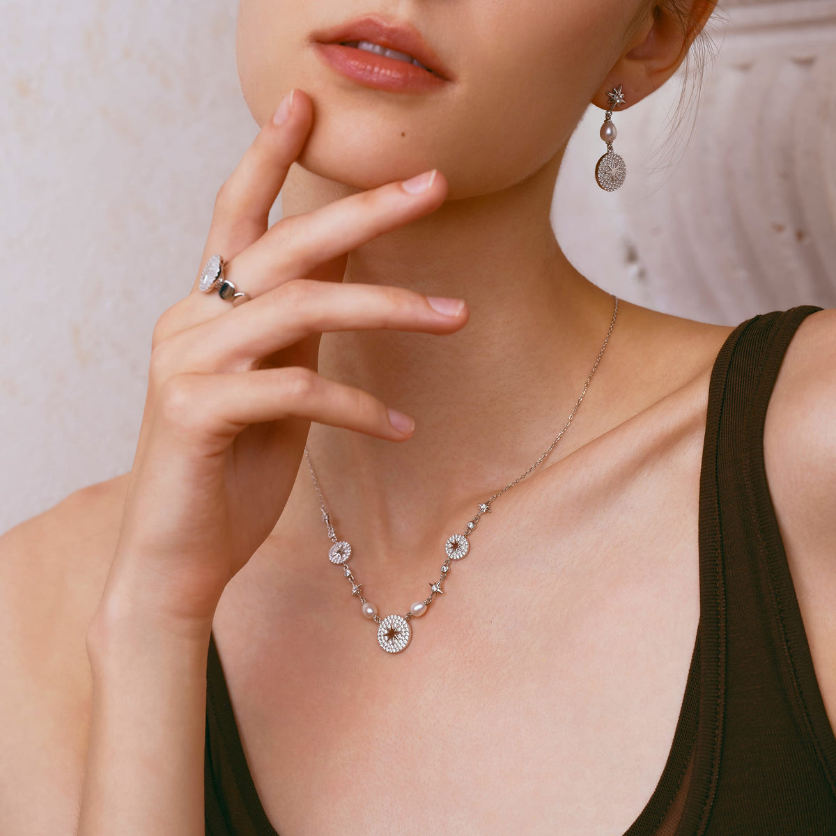 Celestial Star CZ Pendant Necklace AmberLollipop