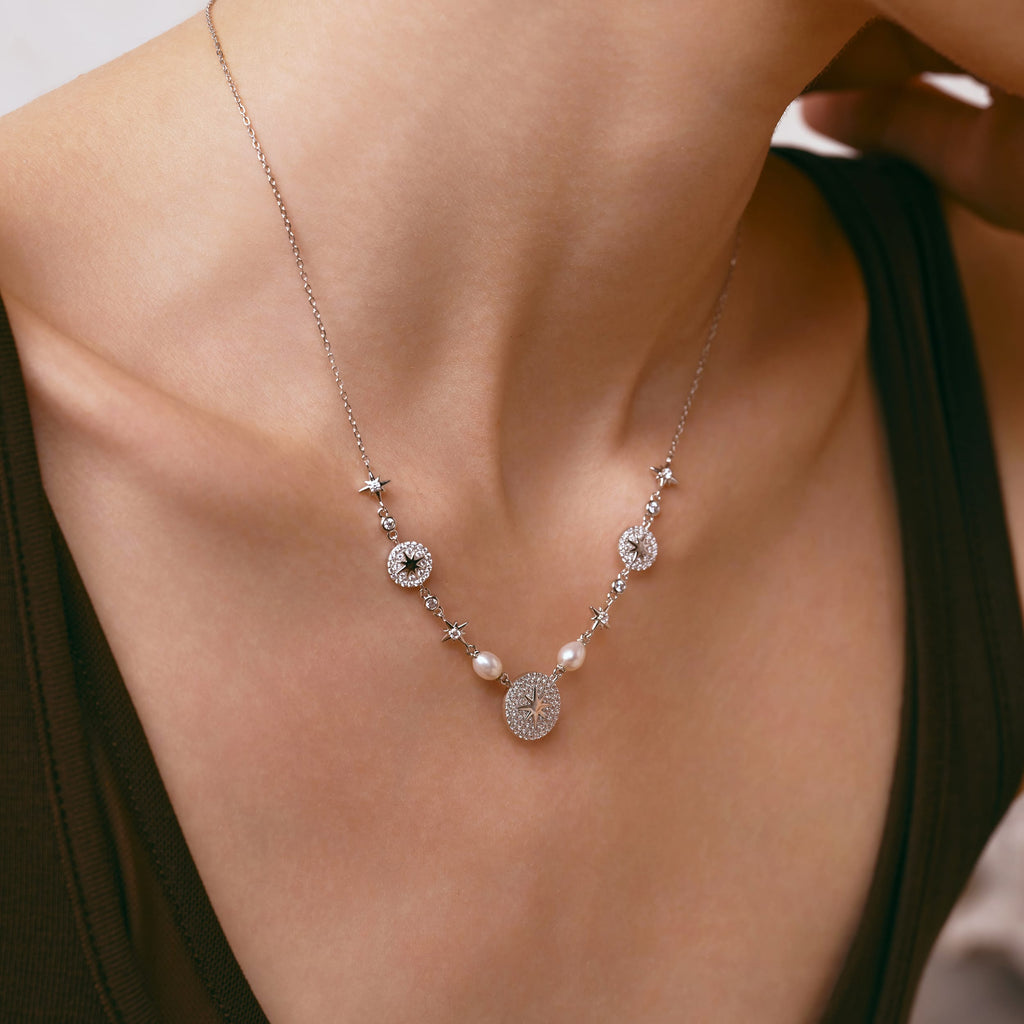 Celestial Star CZ Pendant Necklace AmberLollipop