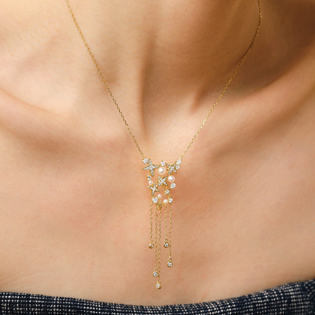 Celestial Star Fringe Necklace AmberLollipop