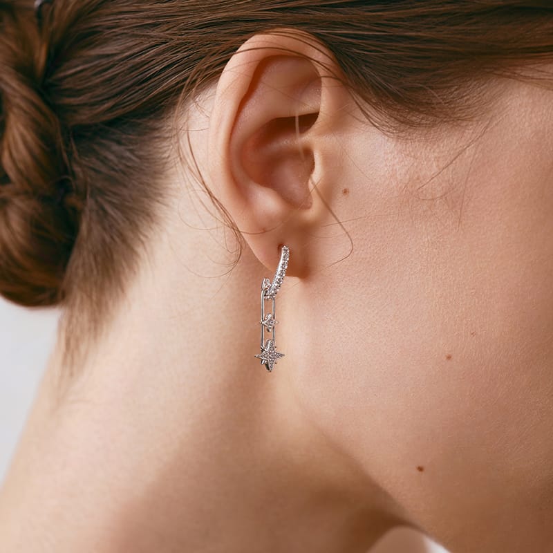 Celestial Star Paperclip Drop Earrings AmberLollipop