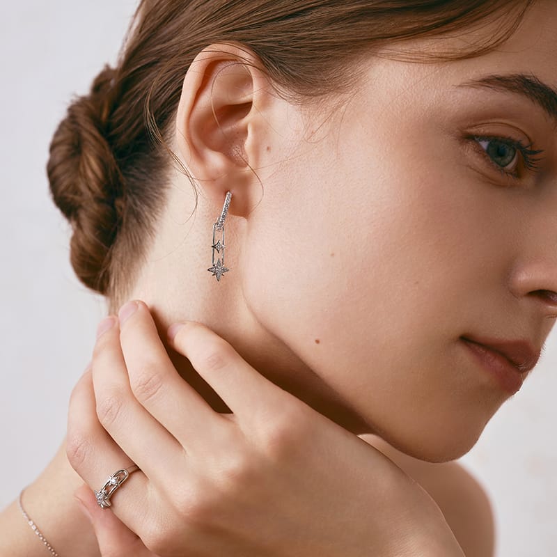 Celestial Star Paperclip Drop Earrings AmberLollipop