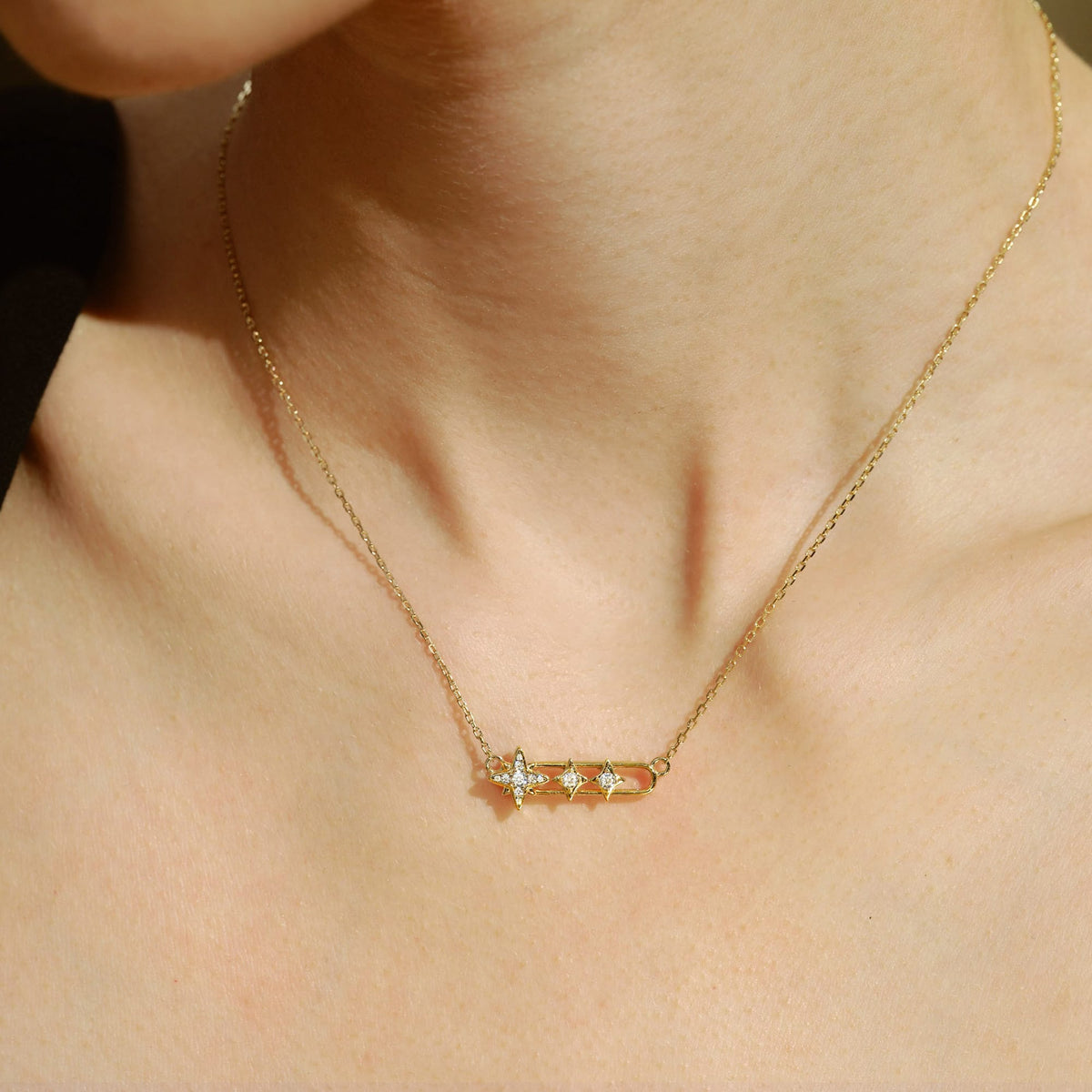 Celestial Star Paperclip Necklace AmberLollipop