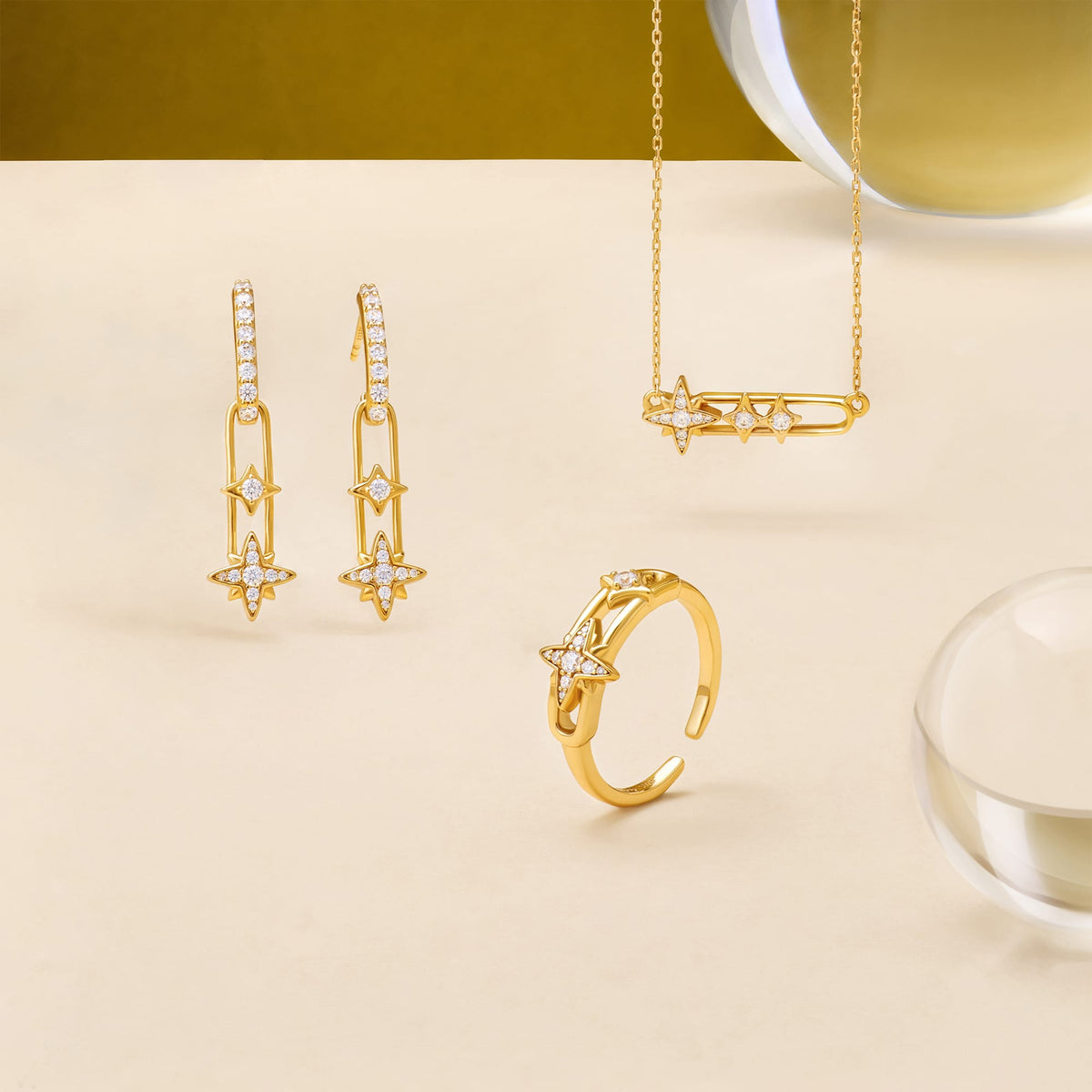 Celestial Star Paperclip Ring AmberLollipop