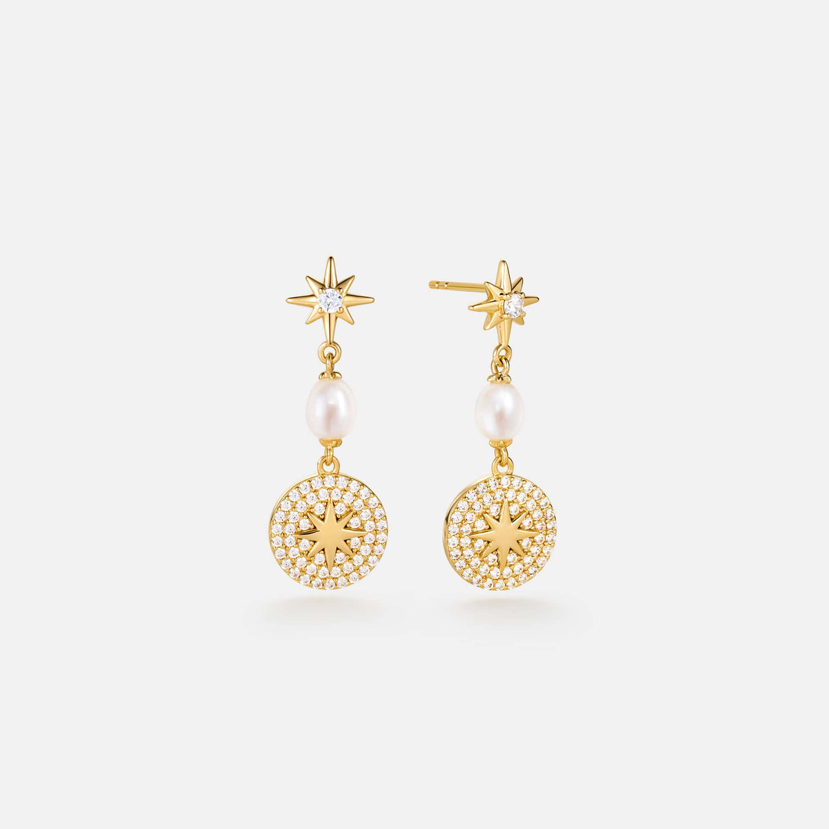 Celestial Star Pearl Drop Earrings AmberLollipop