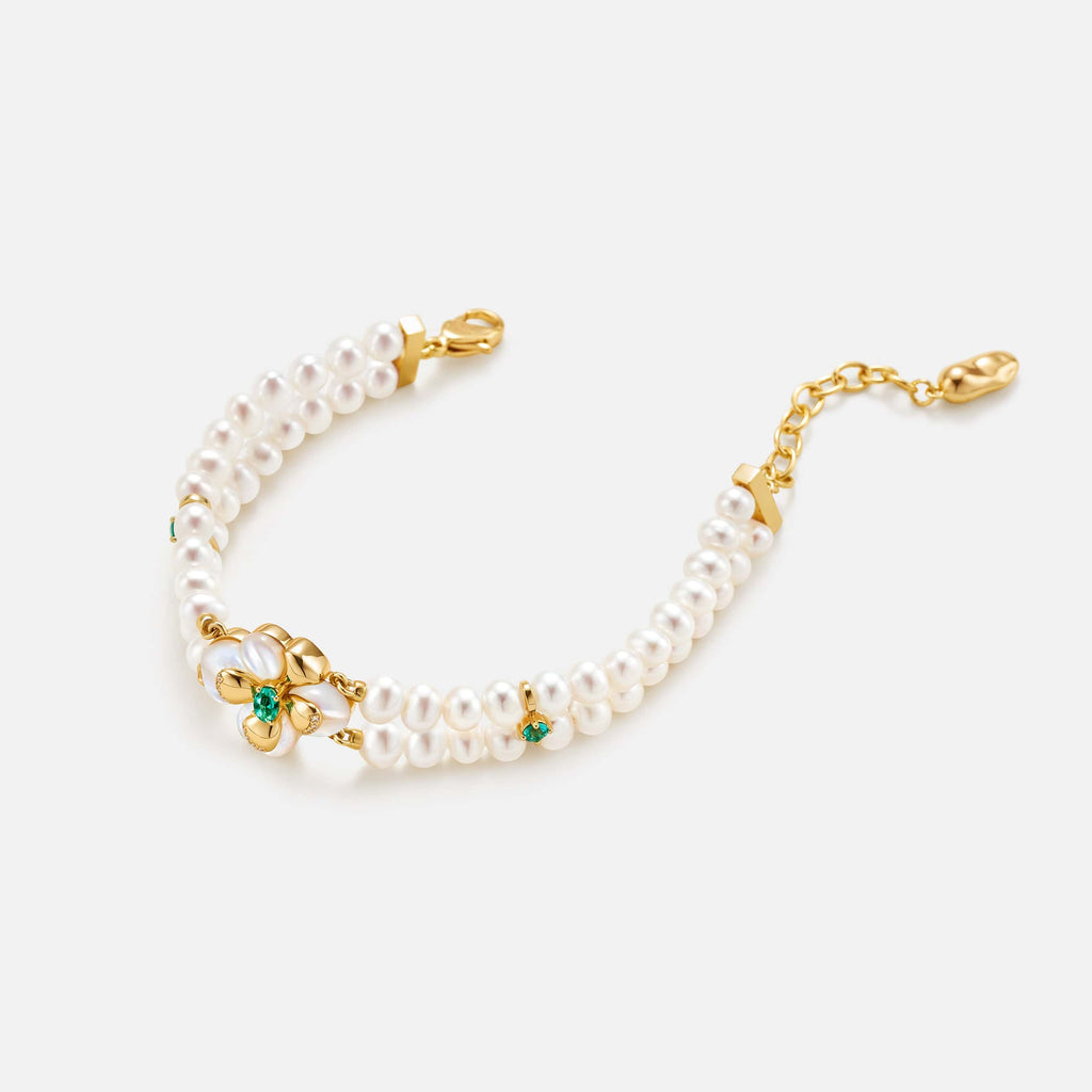 Chloris Pansy Pearl Bracelet AmberLollipop