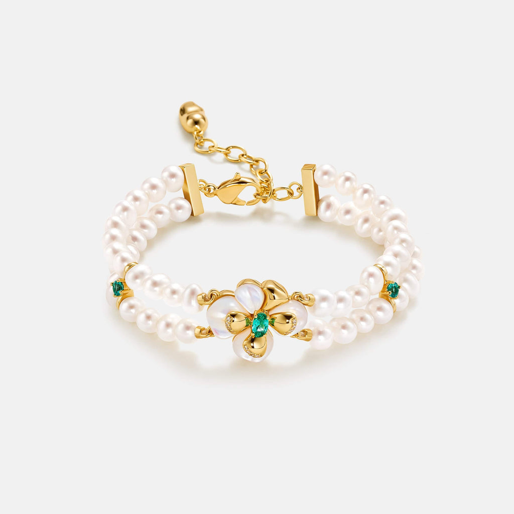Chloris Pansy Pearl Bracelet AmberLollipop