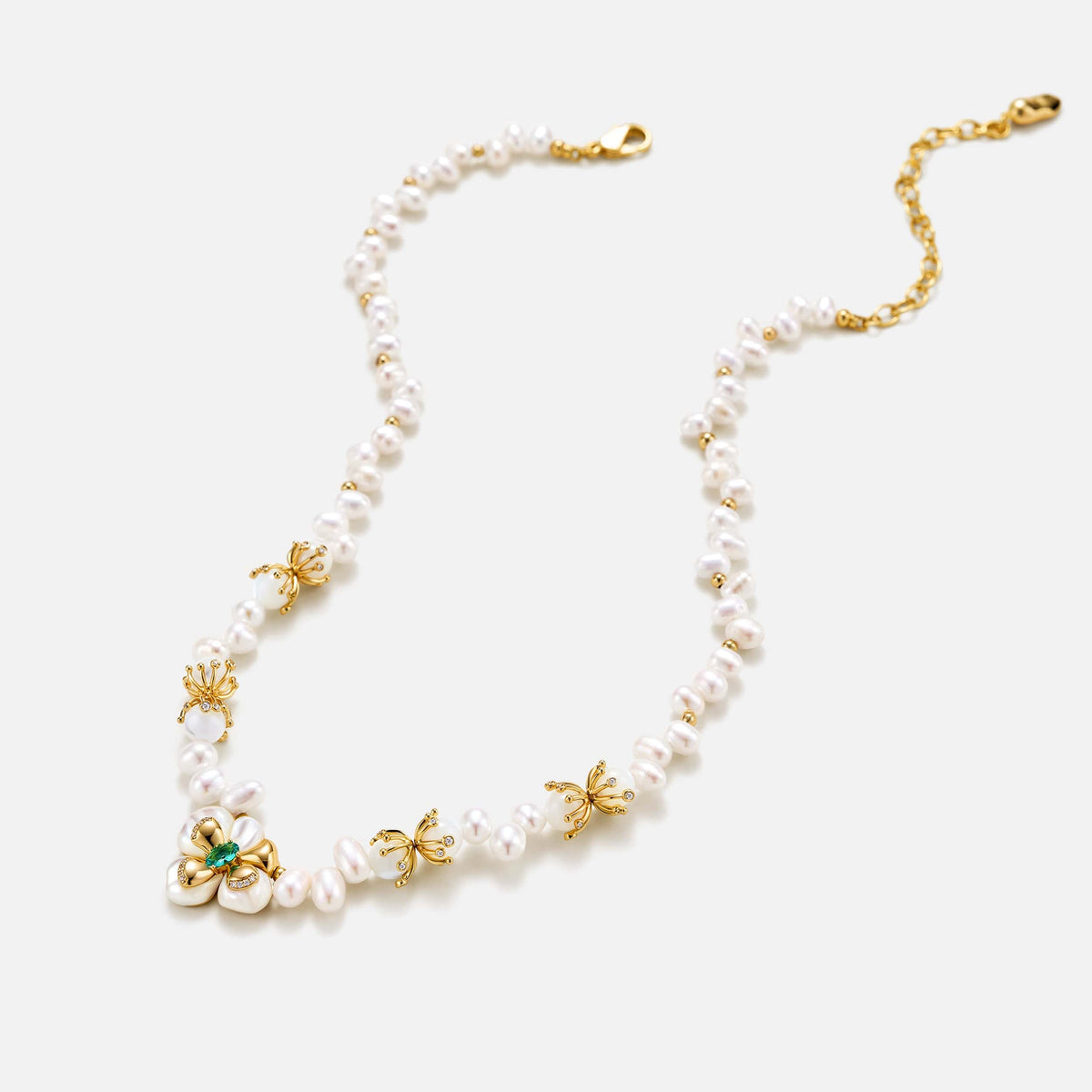 Chloris Pansy Pearl Necklace AmberLollipop