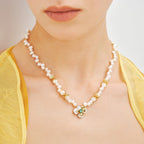 Chloris Pansy Pearl Necklace AmberLollipop