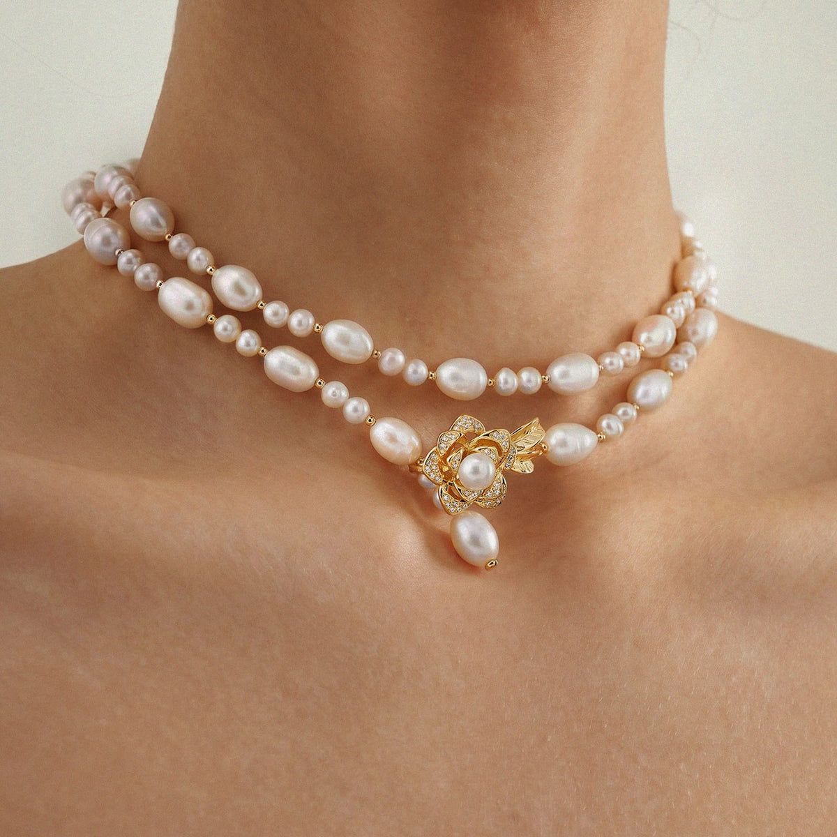 Convertible Baroque Pearl Lariat Necklace AmberLollipop