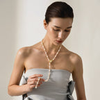 Convertible Baroque Pearl Lariat Necklace AmberLollipop
