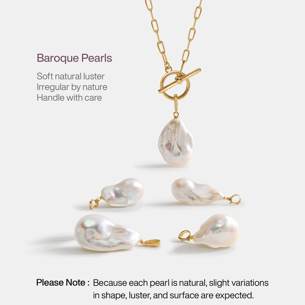 Custom Baroque Pearl Pendant Necklace AmberLollipop