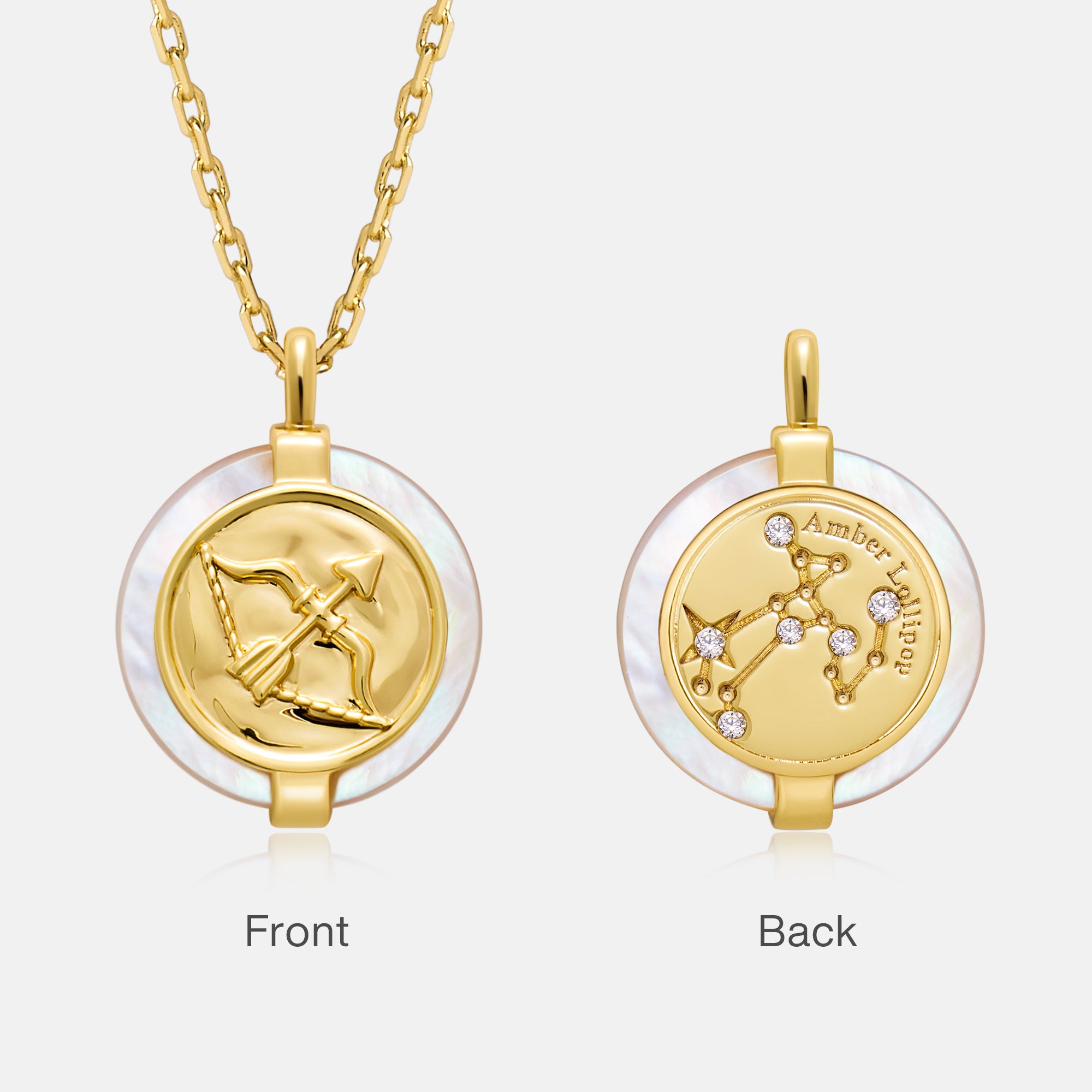 Stellar Zodiac Charm Mother of Pearl Necklace