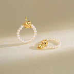 Dancing Cat Pearl Beaded Ring AmberLollipop