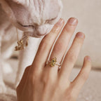 Dancing Cat Pearl Beaded Ring AmberLollipop