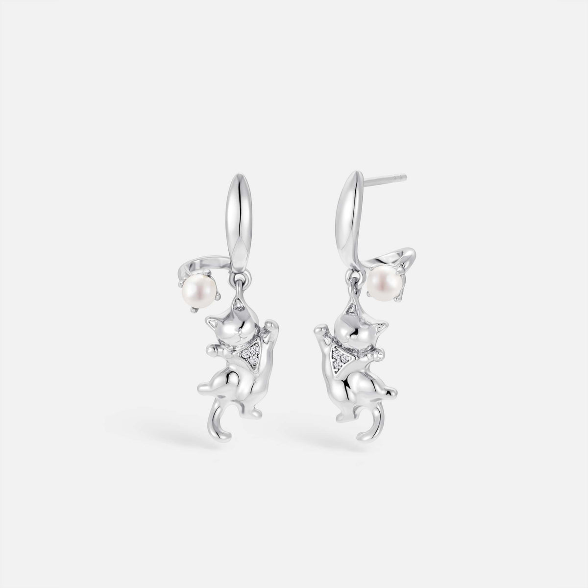 Dancing Cat Pearl Earrings AmberLollipop