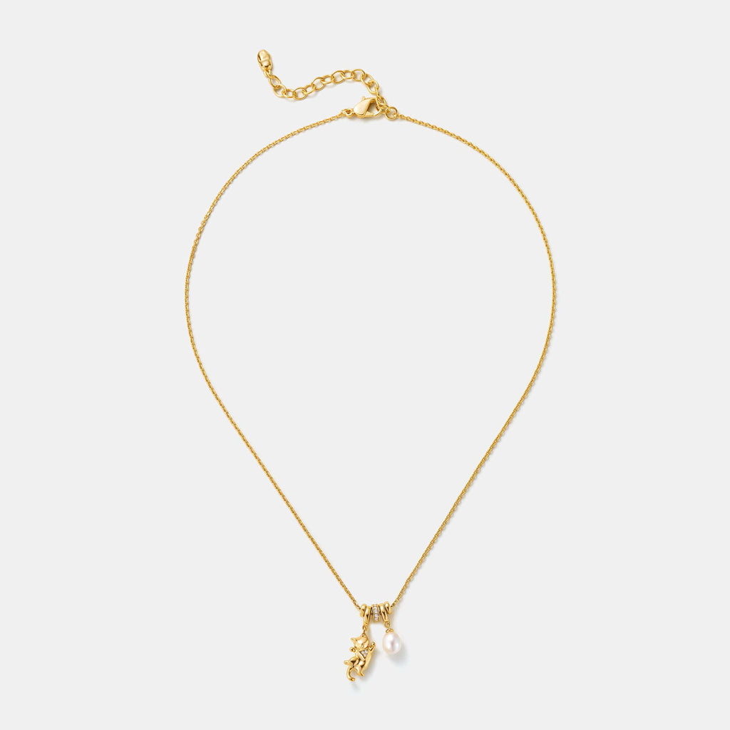 Dancing Cat Pearl Necklace AmberLollipop