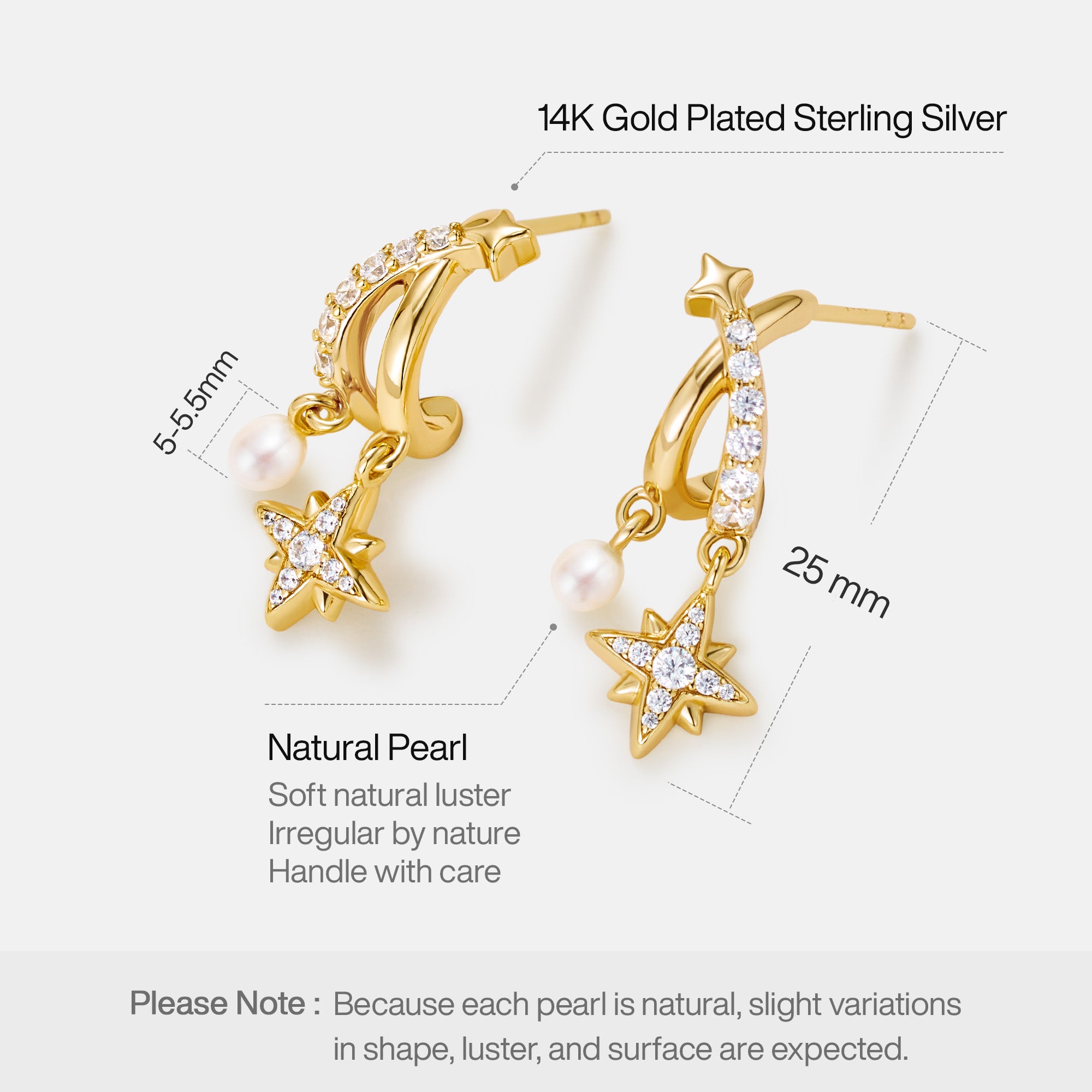 Celestial Crescent Pearl Earrings