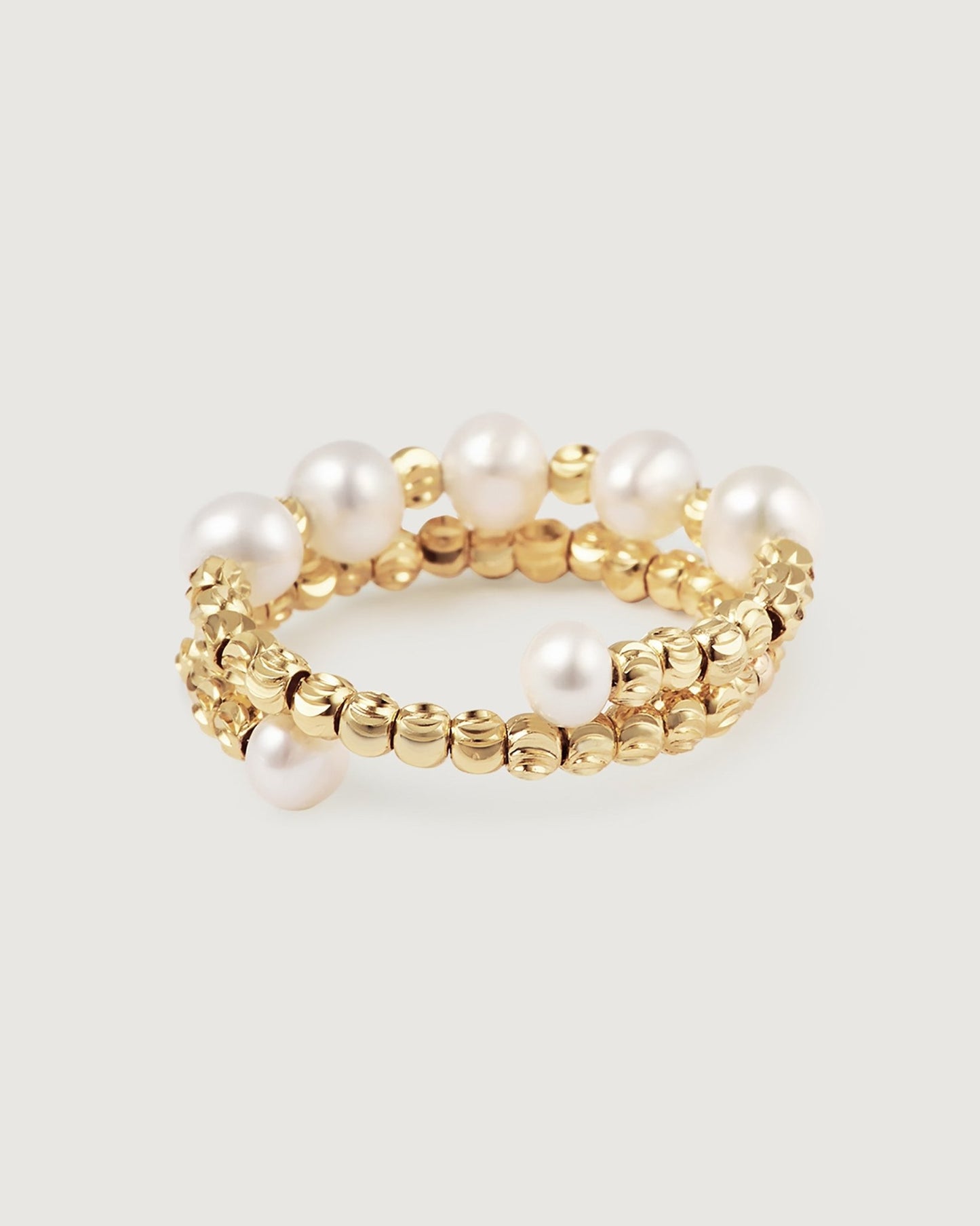 Elegant Pearl Ring On Elastic - Amber lollipop