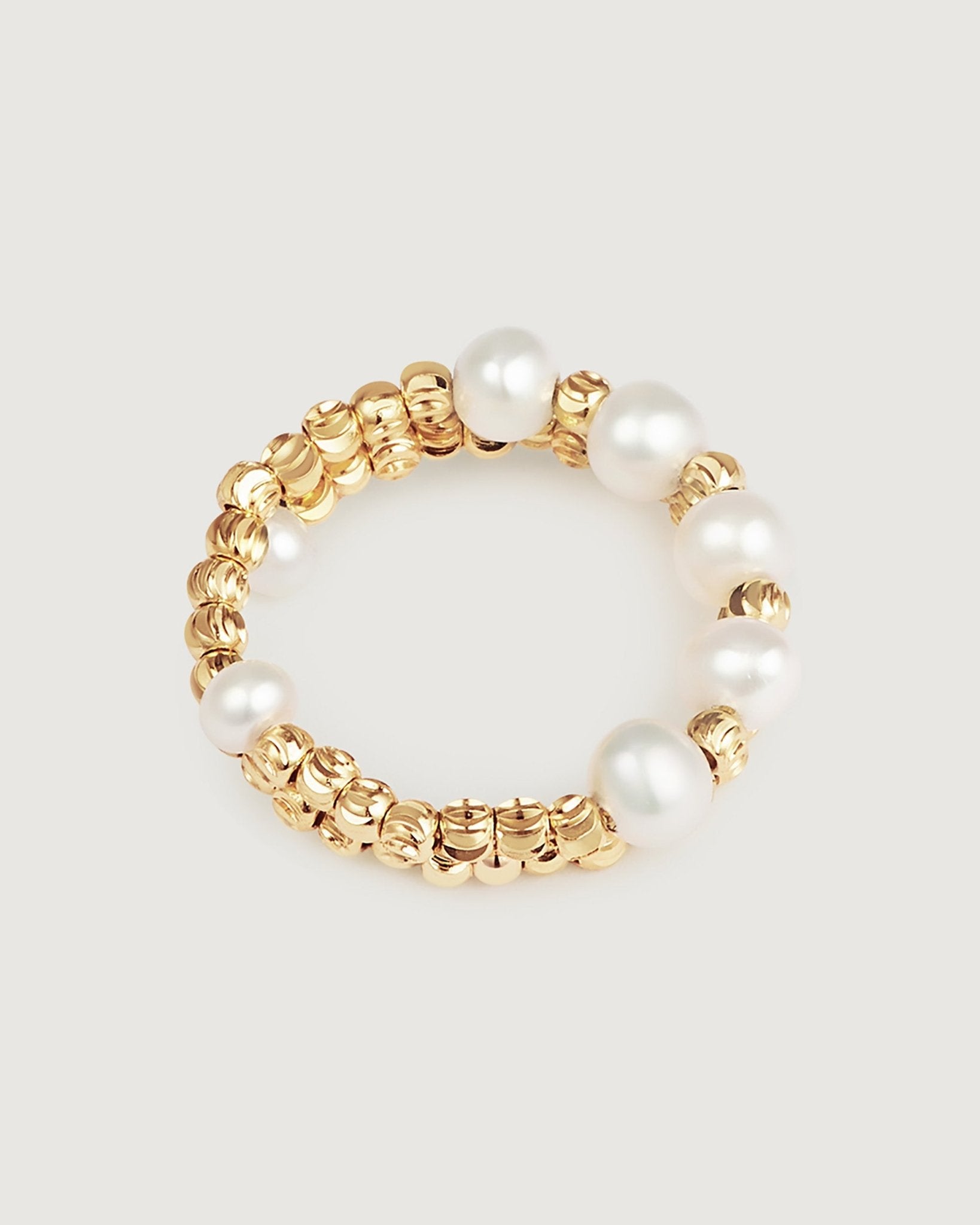 Elegant Pearl Ring On Elastic - Amber lollipop