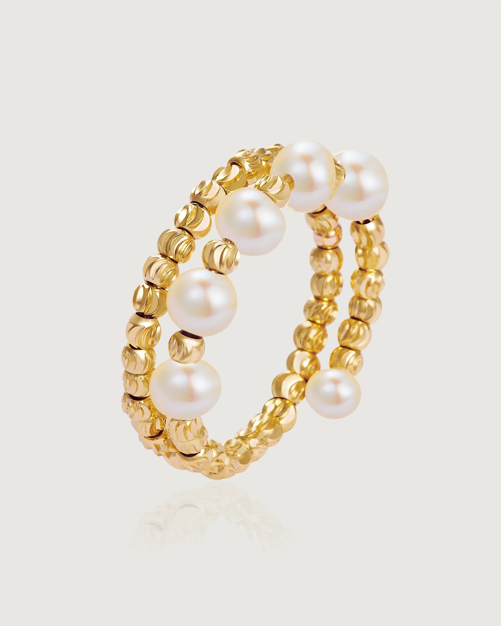 Elegant Pearl Ring On Elastic - Amber lollipop