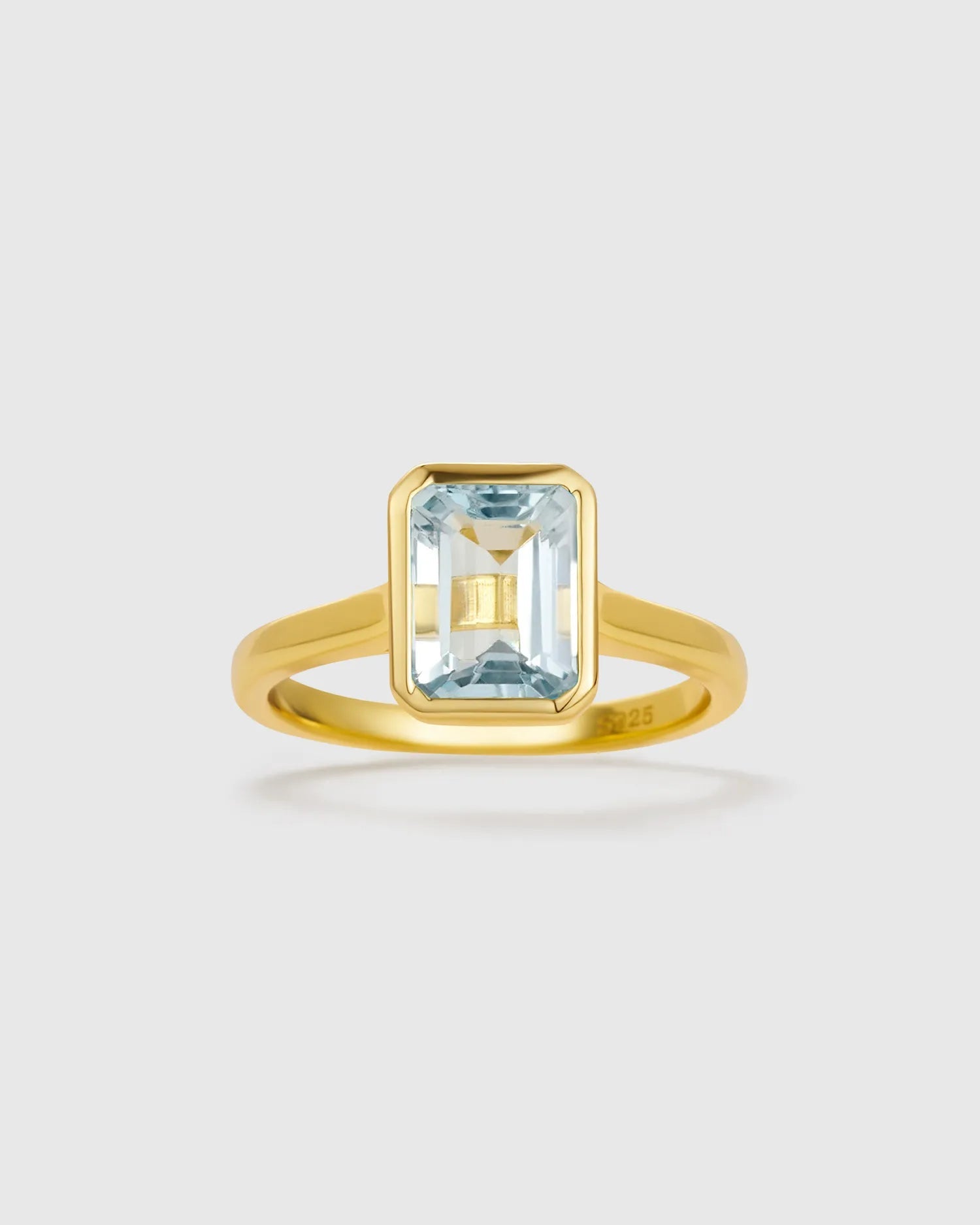 Emerald Cut Aquamarine Ring Set - Amber Lollipop
