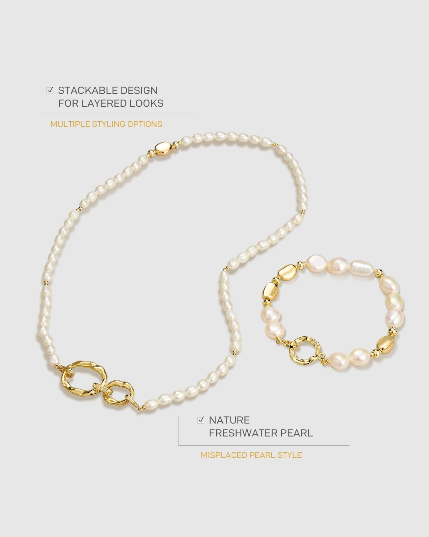 Ever - changing Baroque Pearl Necklace - Amber lollipop