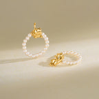 Playful Cat Pearl Beaded Ring