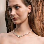 Feather Turquoise Pearl Necklace