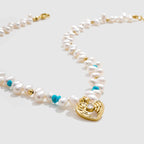 Feather Turquoise Pearl Necklace