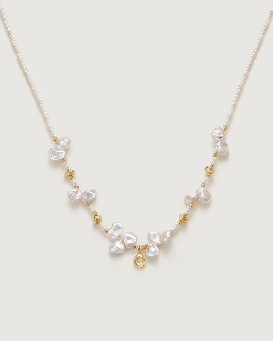 Floriography Bellflower Pearl Necklace - Amber lollipop