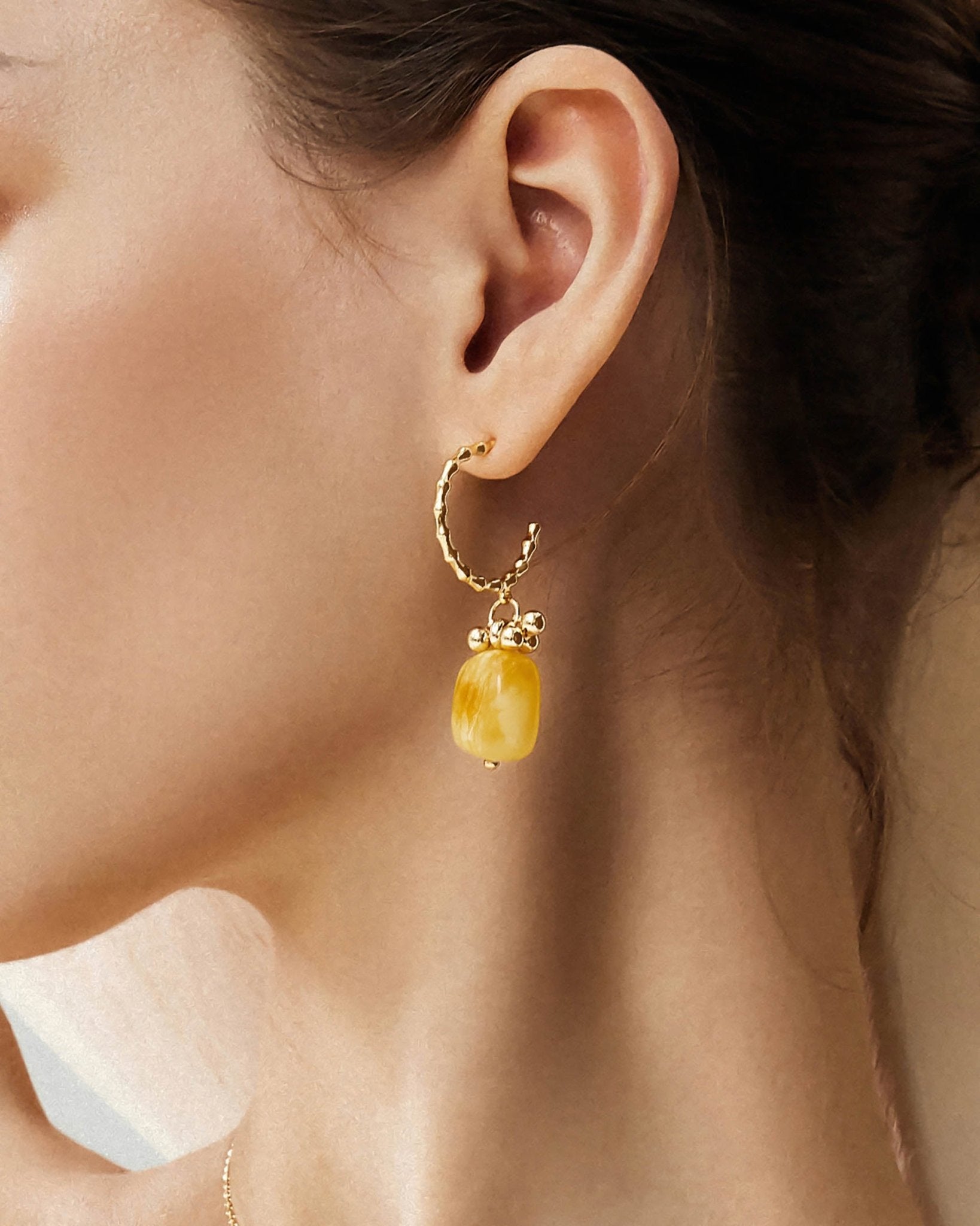 Flower Amber Earring - Amber lollipop