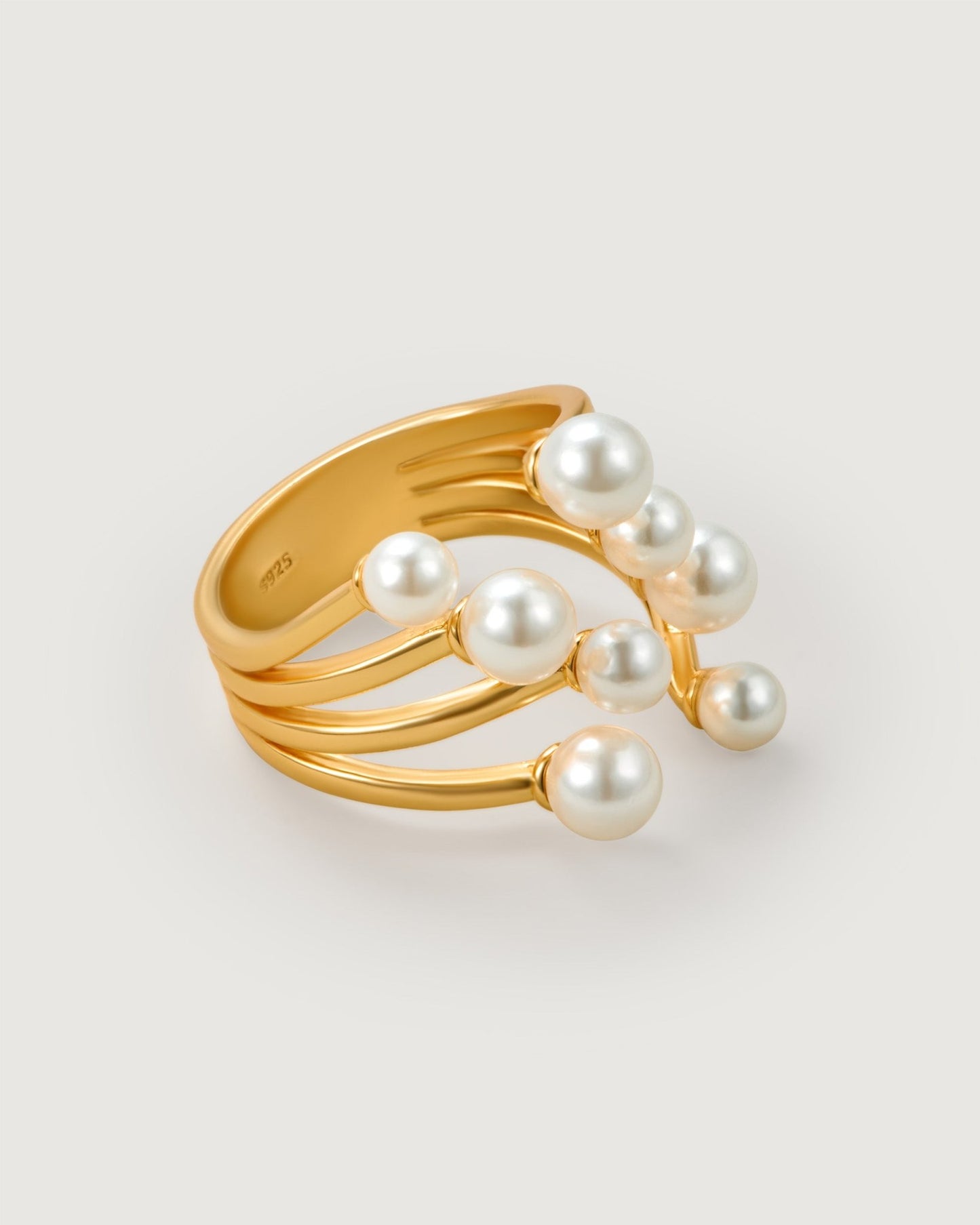 Flowing Light Pearl Ring - Amber lollipop