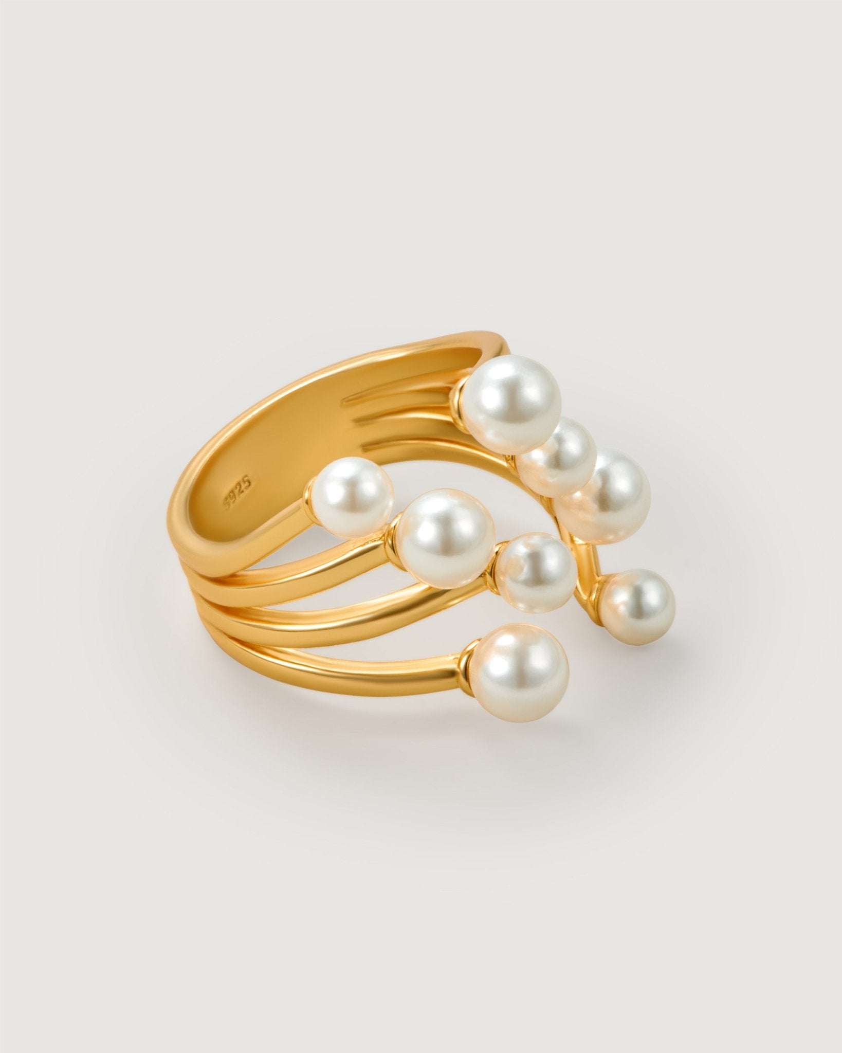 Flowing Light Pearl Ring - Amber lollipop