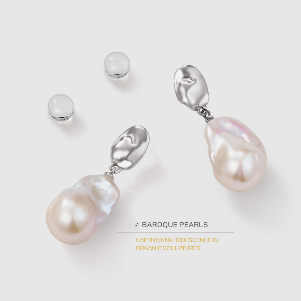 Gleaming Wave Baroque Pearl Earrings - Amber Lollipop