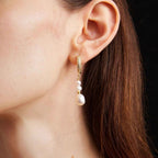 Gold Hoop Earrings With Pearls Drop