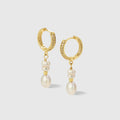 Gold Hoop Earrings With Pearls Drop - Amber Lollipop