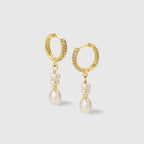 Gold Hoop Earrings With Pearls Drop - Amber Lollipop