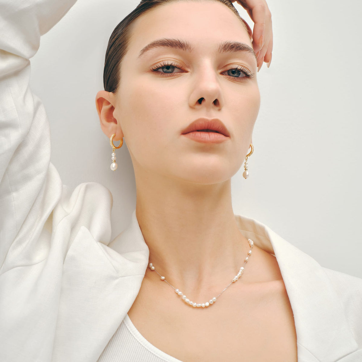 Gold Hoop Pearl Earrings AmberLollipop