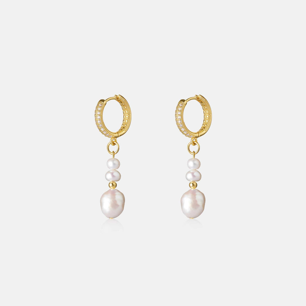 Gold Hoop Pearl Earrings AmberLollipop