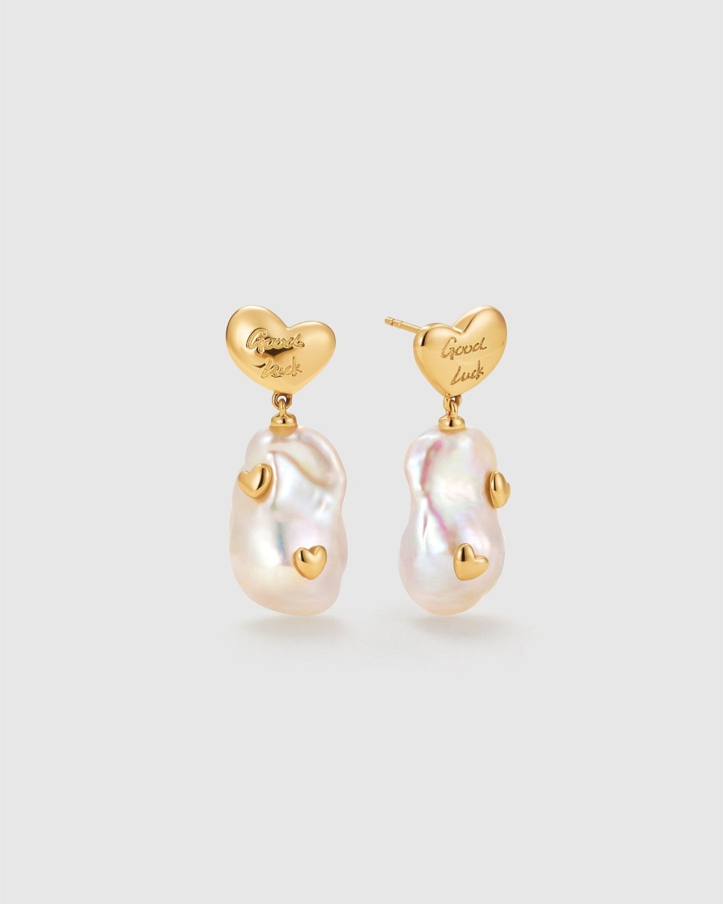 Good Luck Baroque Pearl Earrings - Amber lollipop