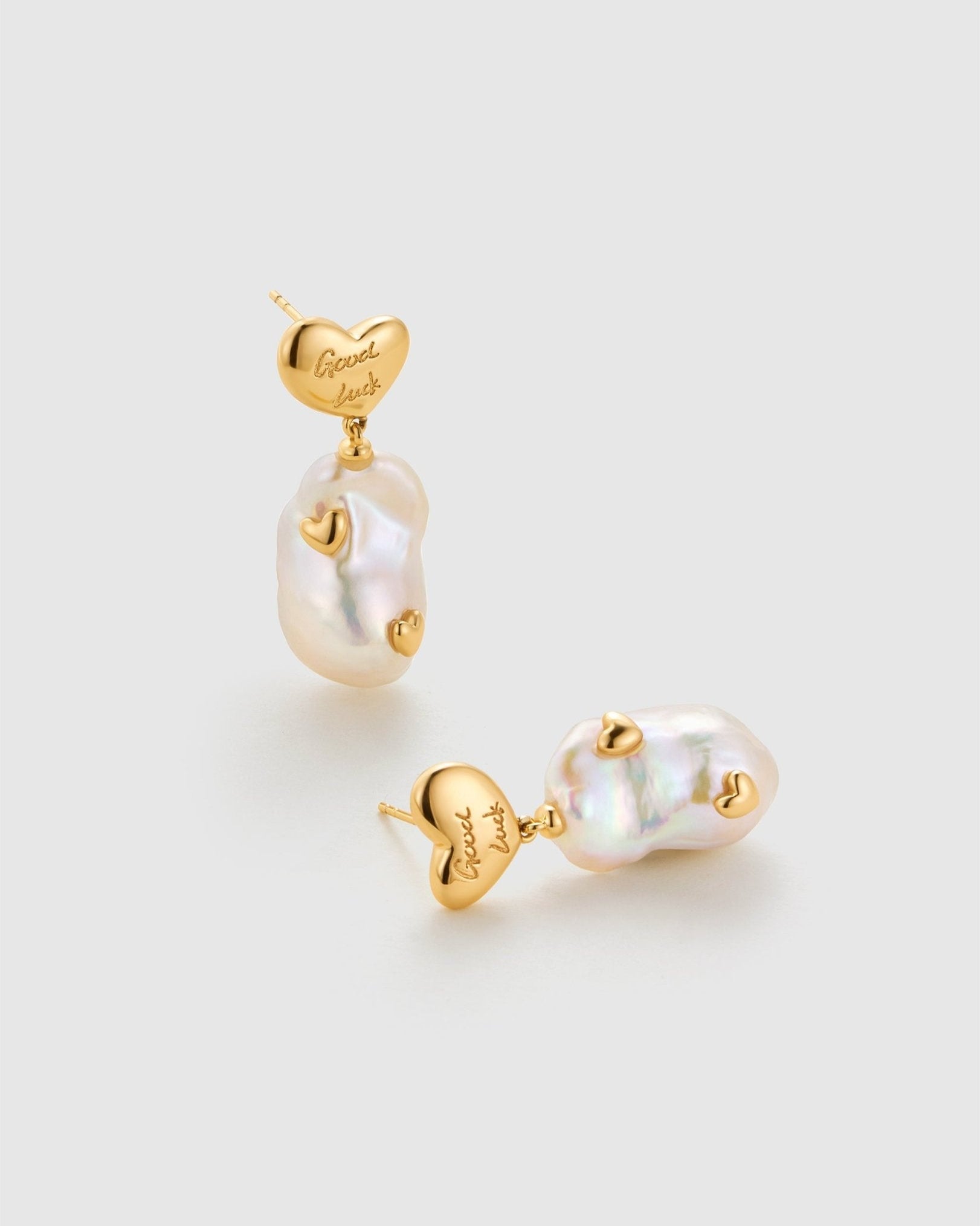 Good Luck Baroque Pearl Earrings - Amber lollipop