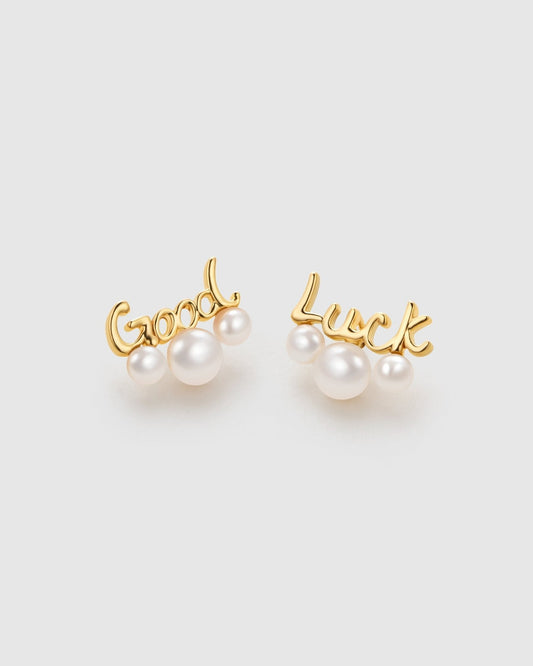 Good Luck Stud Pearl Earrings - Amber lollipop