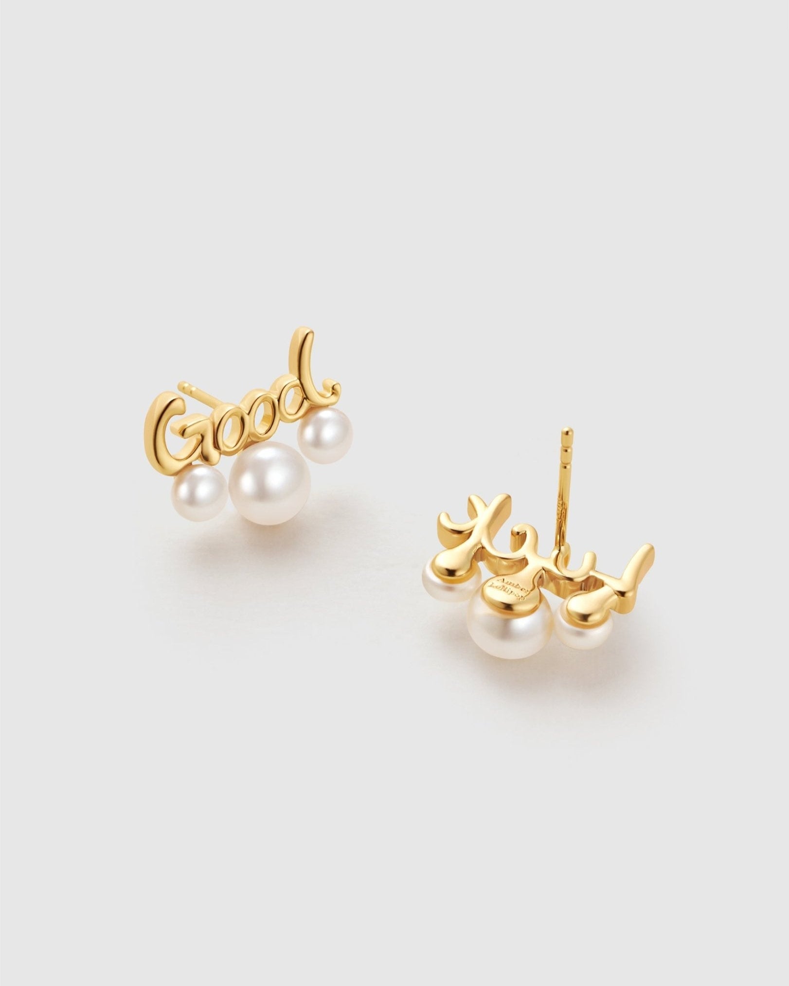 Good Luck Stud Pearl Earrings - Amber lollipop