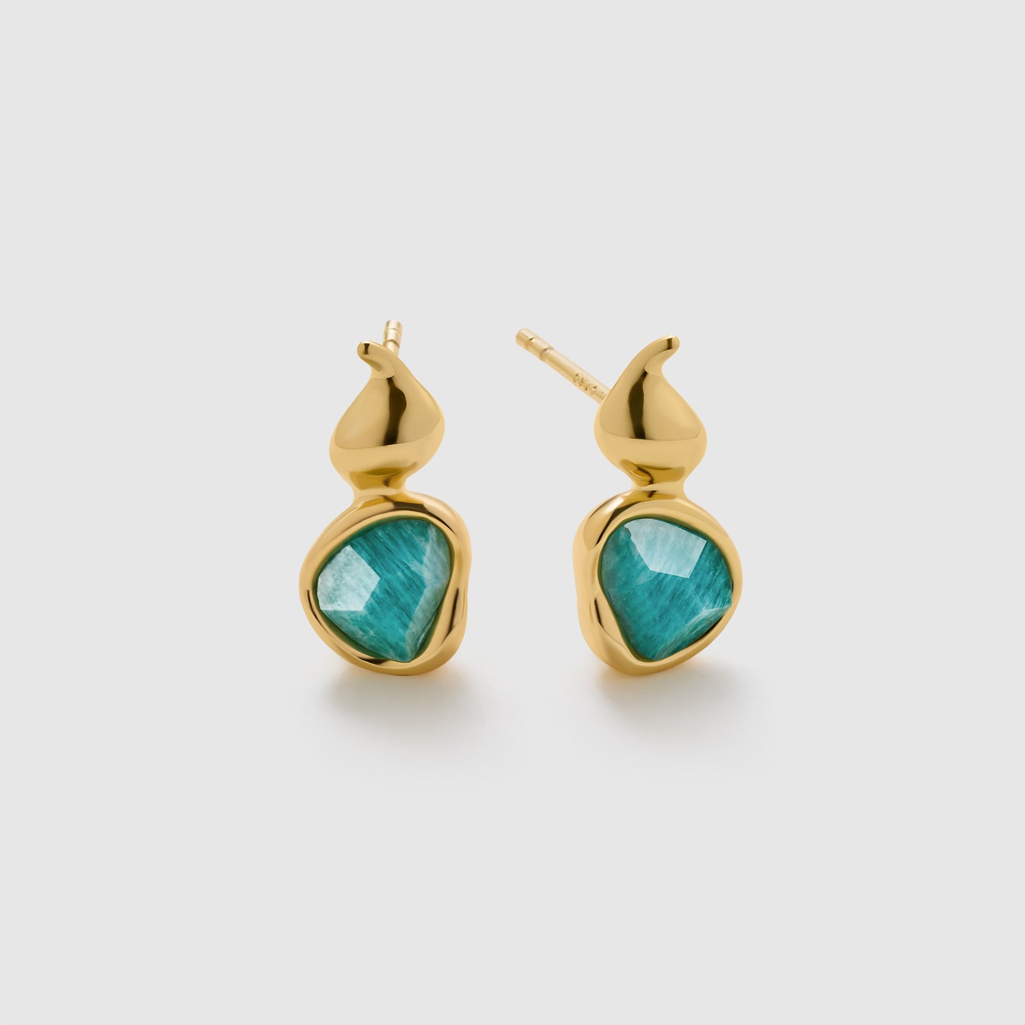 Gourd Amazonite Stud Earrings - Amber Lollipop