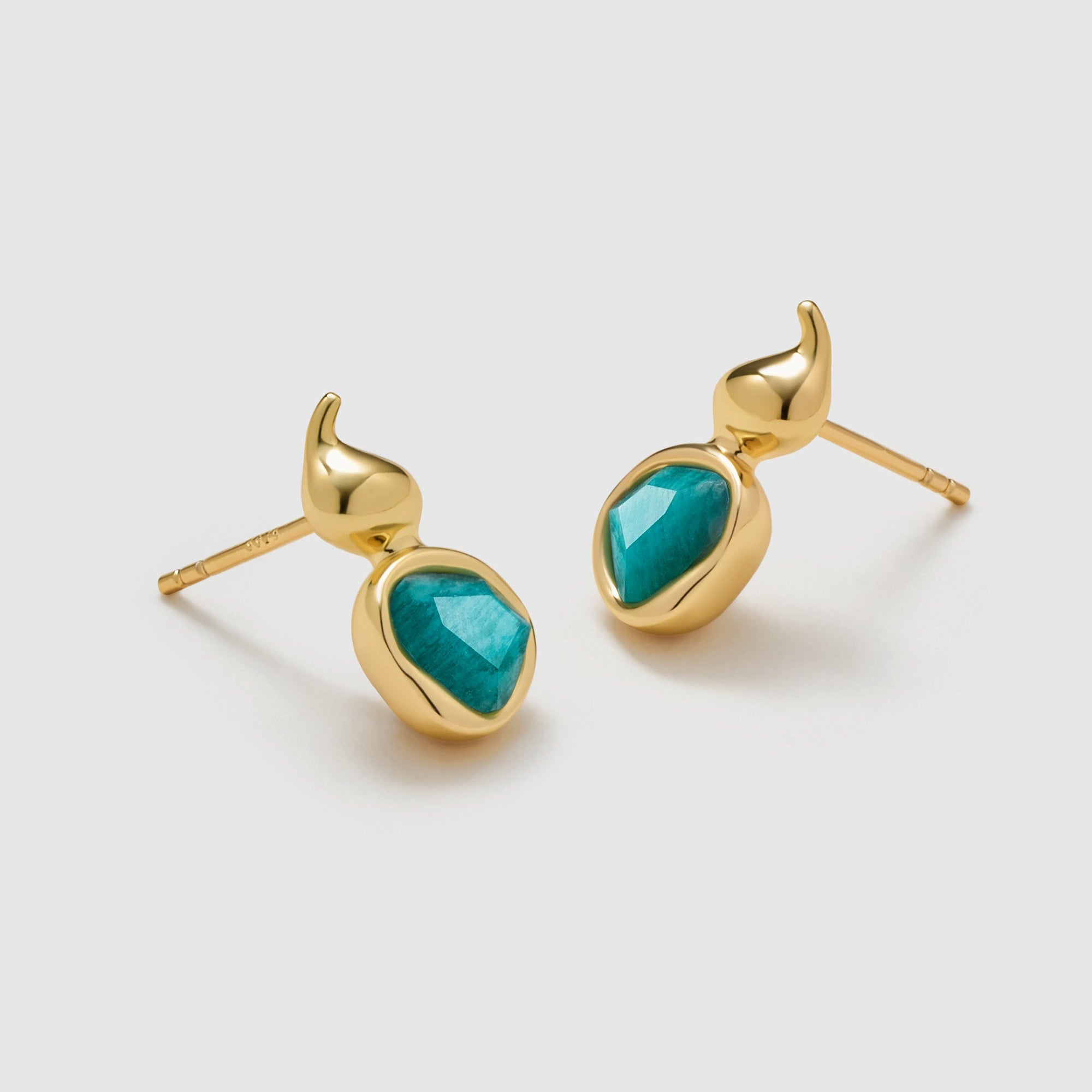 Gourd Amazonite Stud Earrings - Amber Lollipop