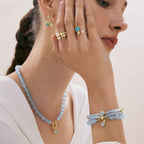 Gourd Aquamarine Beaded Bracelet