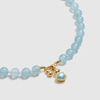 Gourd Aquamarine Beaded Necklace - Amber Lollipop