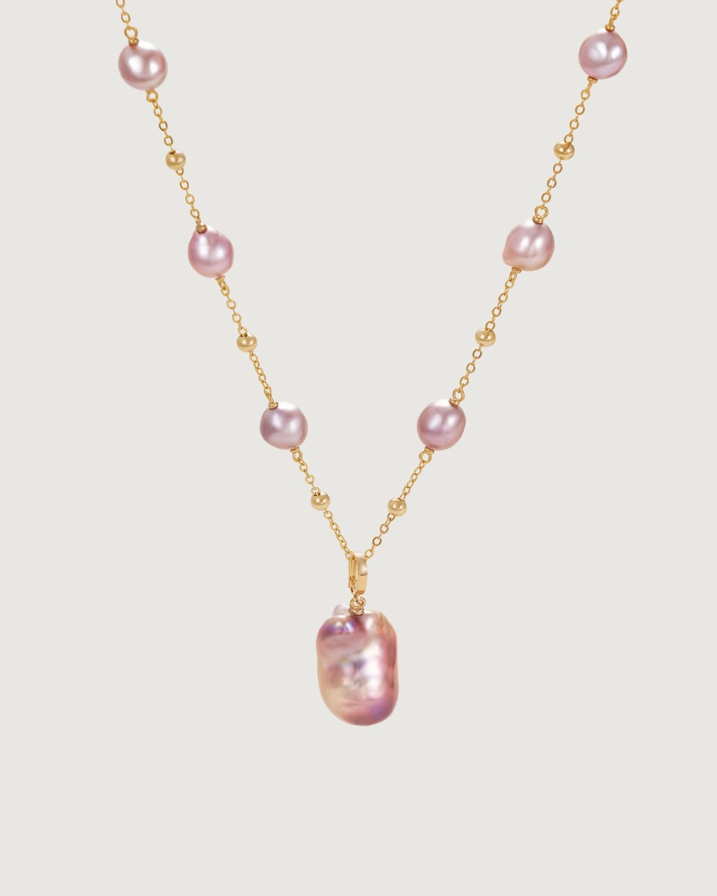 Gypsophila Baroque Pearl Necklace - Amber lollipop