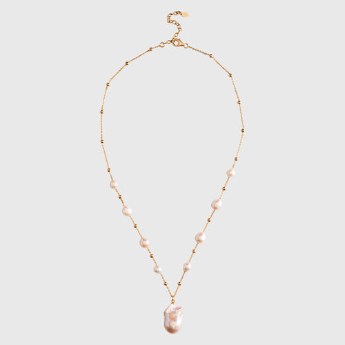 Gypsophila White Baroque Pearl Necklace - Amber Lollipop