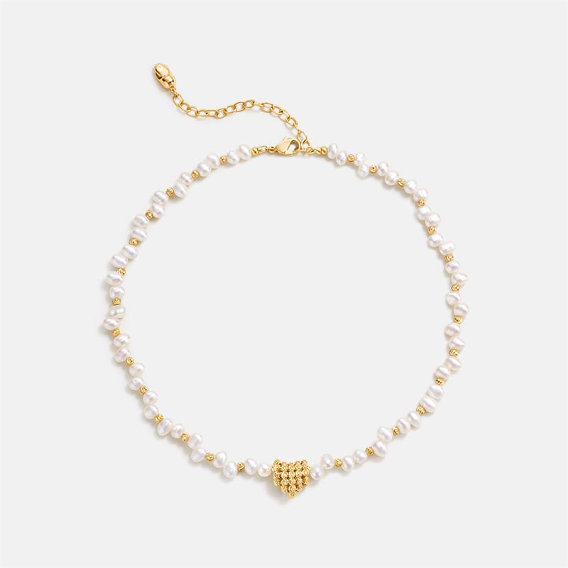 L’Essence Heart Pearl Necklace AmberLollipop